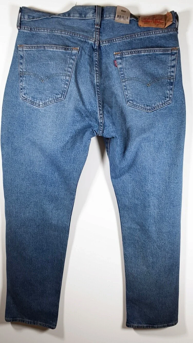 Levi's 501 Original Jeans 36W x 32L Light Blue Denim Straight Leg